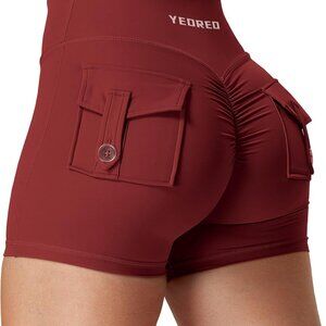 Women Scrunch Workout Shorts Nylon Spandex High Waisted Booty Yoga Pockets